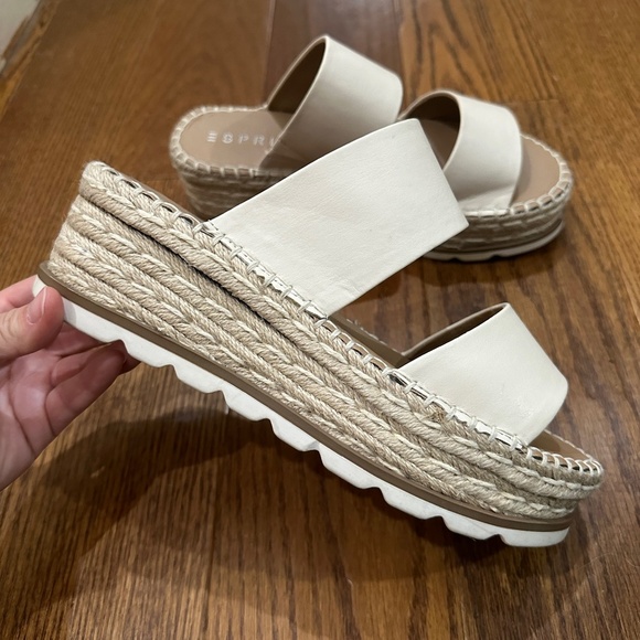 ESPRIT Cream Katalina Espadrille Platform Sandals Women Size 7.5 - Picture 1 of 8